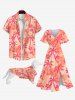 Pet's Turn-down Collar Coconut Tree Floral  Print Hawaii Button Shirt -  