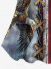Plus Size Cold Shoulder 3D Lace Up Distressed Ombre Patriotic American Flag Eagle Print Cami T-shirt -  