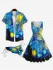 Pet's Spiral Galaxy Painting Print Hawaii Button Shirt -  