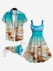 Pet's Starfish Shell Beach Ombre Sky Sea Print Hawaii Button Shirt -  