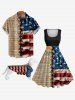 Pet's Turn-down Collar 3D Lace Up Patriotic American Flag Newspaper Print Button Shirt -  