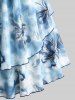 Plus Size Cowl Neck Gilding Ombre Flower Print Pointelle Hollow Out Layered Ruffles Crisscross Backless Cami Top -  