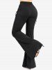 Plus Size Glitter Line Insert Lace Up Ribbed Pull On Flare Pants -  