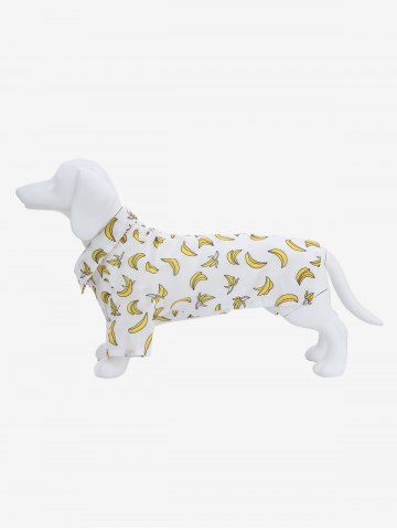 Pet's Turn-down Collar Bananas Print Button Shirt - YELLOW - 2XL