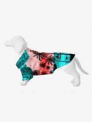 Pet's Ombre Bat Coconut Tree Flamingo Sea Print Hawaii Button Shirt -  