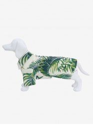 Pet's Turn-down Collar Tropical Leaf Print Hawaii Button Shirt -  