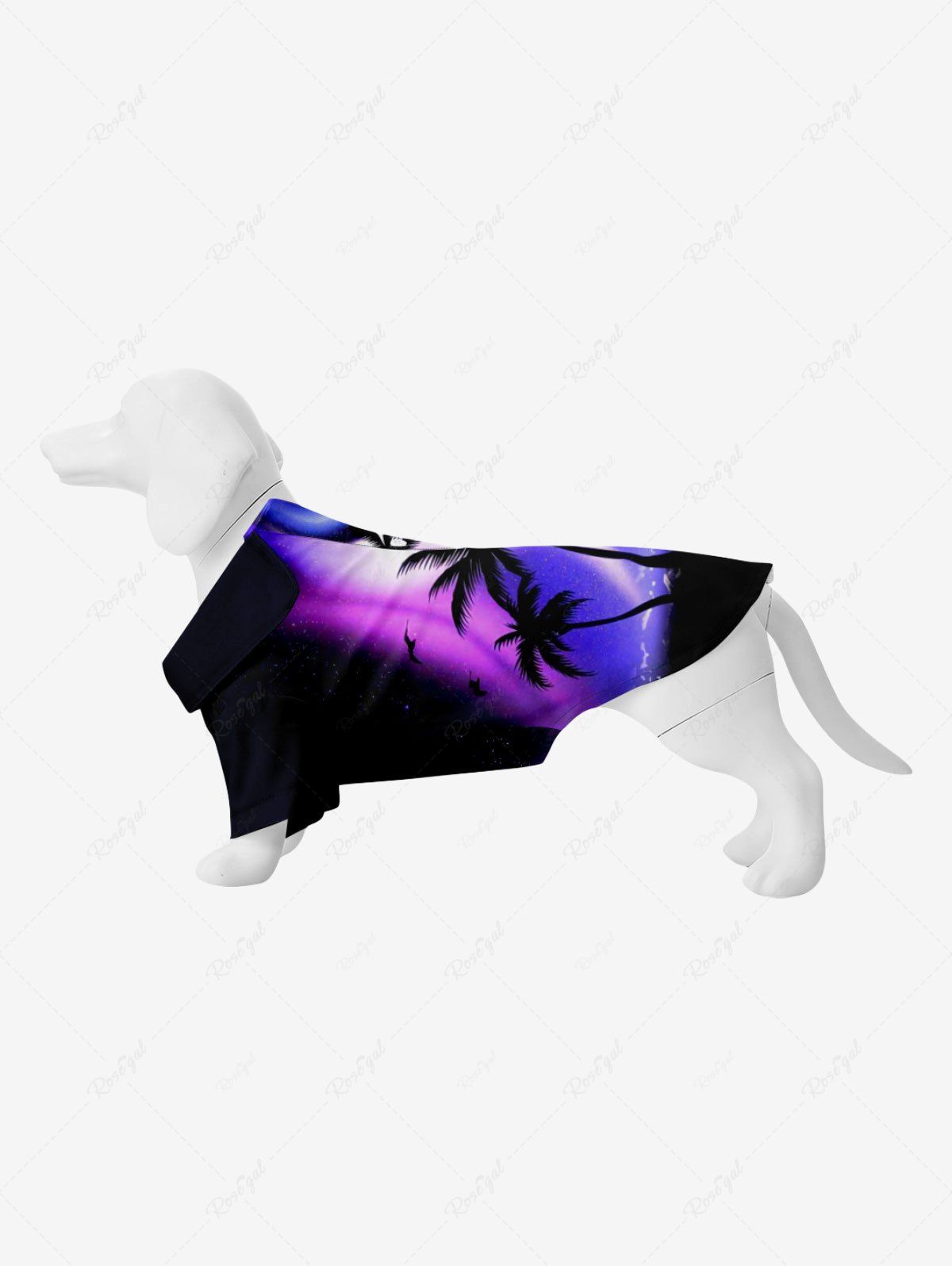 Fancy Pet's Ombre Galaxy Aurora Coconut Tree Print Hawaii Button Shirt  