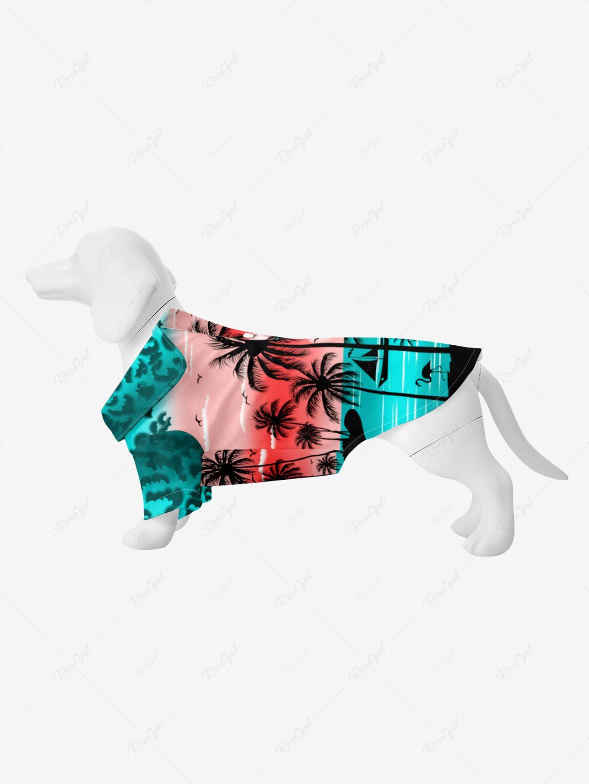 Fancy Pet's Ombre Bat Coconut Tree Flamingo Sea Print Hawaii Button Shirt  
