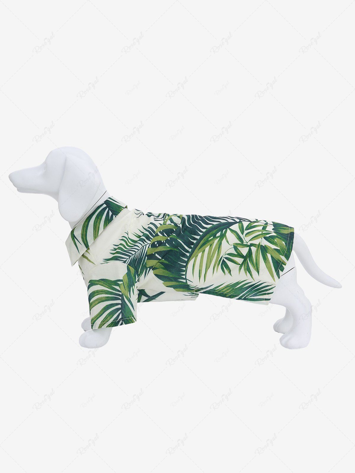 Store Pet's Turn-down Collar Tropical Leaf Print Hawaii Button Shirt  