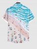Plus Size Sea Waves Beach Seascape Colorful Sunshade Print Hawaii Shirt For Men -  