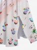 Plus Size Sea Waves Beach Seascape Colorful Sunshade Print Hawaii Split Dress -  