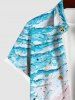 Plus Size Sea Waves Beach Seascape Colorful Sunshade Print Hawaii Shirt For Men -  