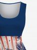 Plus Size Distressed Coconut Tree Patriotic American Flag Light Beam Tie Dye Print 1950s Vintage Swing A Line Dress -  