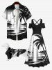 Pet's Coconut Tree Colorblock Print Hawaii Shirt -  