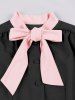 Tie Mandarin Collar Ruched Buttons A Line Vintage Dress -  