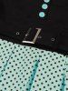 Polka Dot Print Turn-down Collar Buttons Buckle Belt Vintage Dress -  