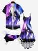 Pet's Ombre Galaxy Aurora Coconut Tree Print Hawaii Button Shirt -  