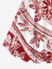 Robe Ligne A Rayée Fleur Rivière Imprimée sans Dos de Grande Taille - Rouge XS