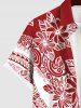 Plus Size Flower River Striped Print Hawaii Button Pocket Shirt For Men -  