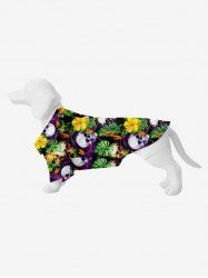 Pet's Tropical Leaf Flowers Skulls Print Hawaii Shirt -  