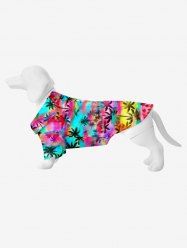 Pet's Turn-down Collar Colorful Ombre Coconut Tree Print Hawaii Button Shirt -  