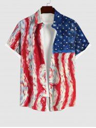 Chemise à Boutons avec Poche et à Imprimé Drapeau Américain Patriotique pour Hommes - Multi-A 4XL