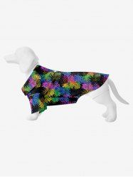 Pet's Turn-down Collar Colorful Pineapple Colorblock Print Hawaii Button Shirt -  