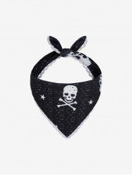 Pet's Skull Stars Printed Hollow Out Pointelle Lettuce Trim Bandana Bibs -  