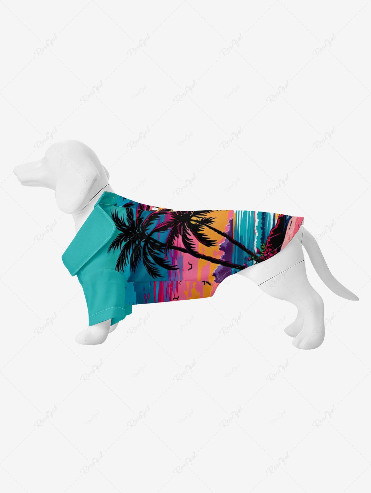 Outfit Pet's Coconut Tree Sea Colorful Sky Print Hawaii Shirt  
