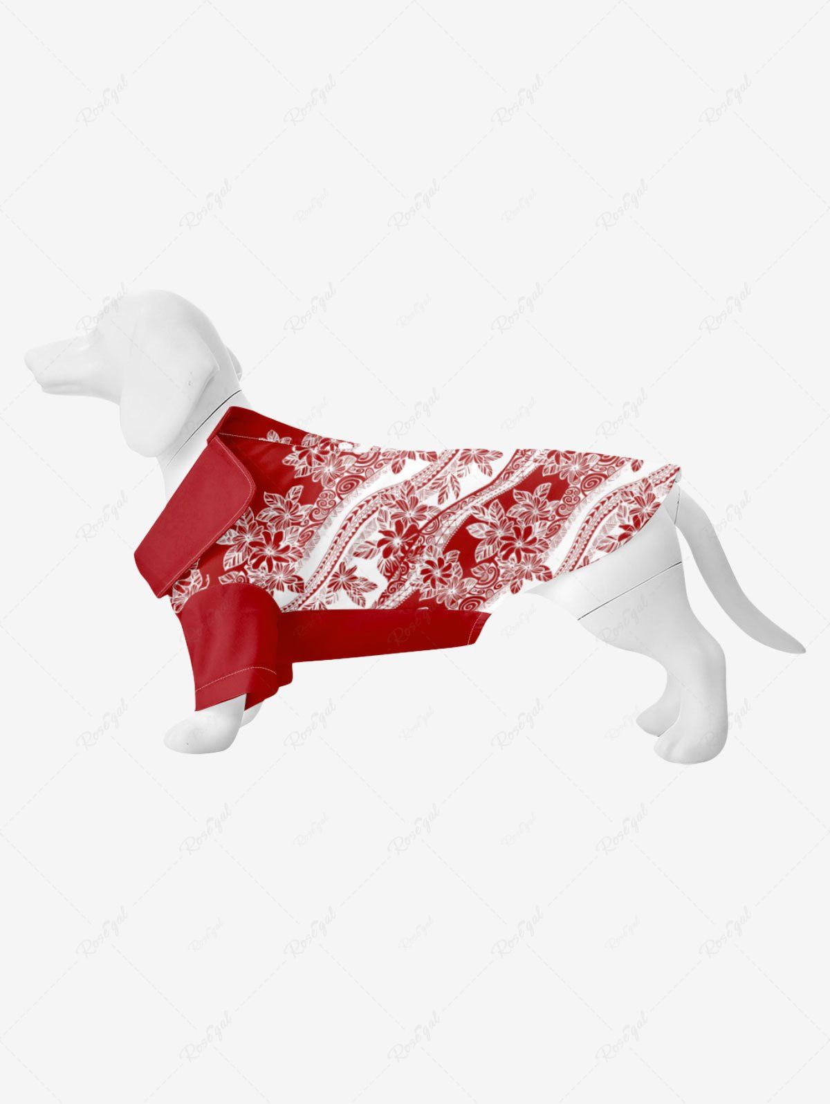 Affordable Pet's Turn-down Collar Flower Curve Line Print Hawaii Button Shirt  