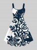 Two Tone Curve Flowers Leaf Print Plus Size Matching Hawaii Beach Outfit For Couples -  