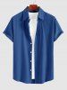 Men's Cotton And Linen Textured Asymmetric Hem Summer Comfortable Casual Short Sleeves Shirt -  