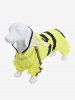 Pet's Reflective Trim Striped Patchwork Bee Pattern Button Wing Waterproof Raincoat -  