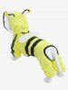 Pet's Reflective Trim Striped Patchwork Bee Pattern Button Wing Waterproof Raincoat -  