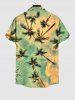 Men's Coconut Tree Ombre Sky Print Buttons Pocket Hawaii Shirt -  