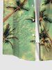 Men's Coconut Tree Ombre Sky Print Buttons Pocket Hawaii Shirt -  