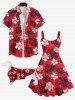 Pet's Tropical Flowers Palm Tree Leaf Print Hawaii Shirt -  