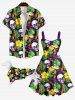 Pet's Tropical Leaf Flowers Skulls Print Hawaii Shirt -  