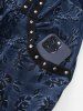 Plus Size Distressed Floral Faint Rivet Lace Strap Pocket Handkerchief Asymmetric Tank Top -  