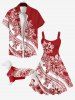 Pet's Turn-down Collar Flower Curve Line Print Hawaii Button Shirt -  