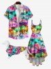 Pet's Turn-down Collar Colorful Ombre Coconut Tree Print Hawaii Button Shirt -  