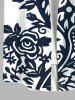 Plus Size Two Tone Curve Flowers Leaf Print Buttons Pocket Hawaii Shirt For Men -  