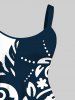 Plus Size Two Tone Curve Flowers Leaf Print Hawaii Tank Dress -  