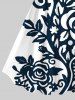 Plus Size Two Tone Curve Flowers Leaf Print Hawaii Tank Dress -  