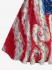 Plus Size Spiral Painting Patriotic American Flag Print 1950s Vintage Swing A Line Dress -  