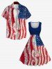 Plus Size Spiral Painting Patriotic American Flag Print 1950s Vintage Swing A Line Dress -  