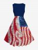 Plus Size Spiral Painting Patriotic American Flag Print 1950s Vintage Swing A Line Dress -  
