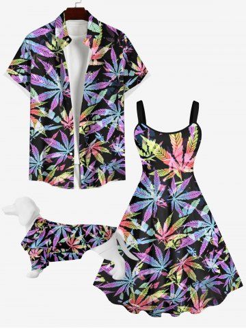 Colorful Maple Leaf Print Hawaii Dog and Owner Matching Outfits - MULTI-A