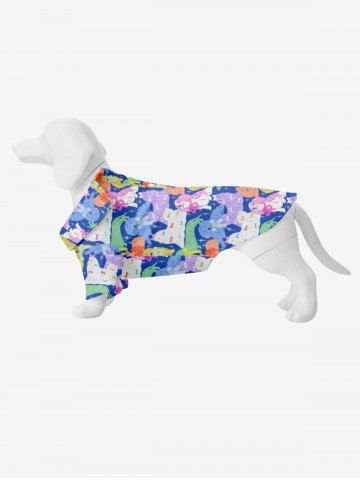 Pet's Colorful Cute Fluffy Dog Print Hawaii Button Shirt