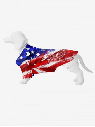 Pet's Painting Patriotic American Flag Print Button Shirt